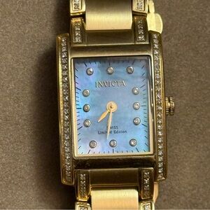 Invicta Women's Gold Watch with Iridescent Blue Dial